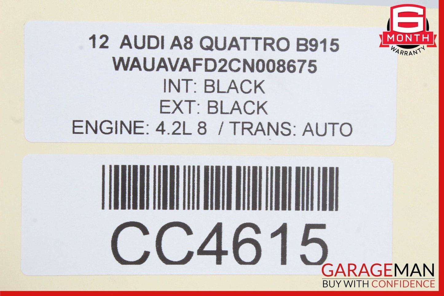 11-14 Audi A8 S8 Rear Trunk Lid Hatch Tailgate Deck Shell Black OEM