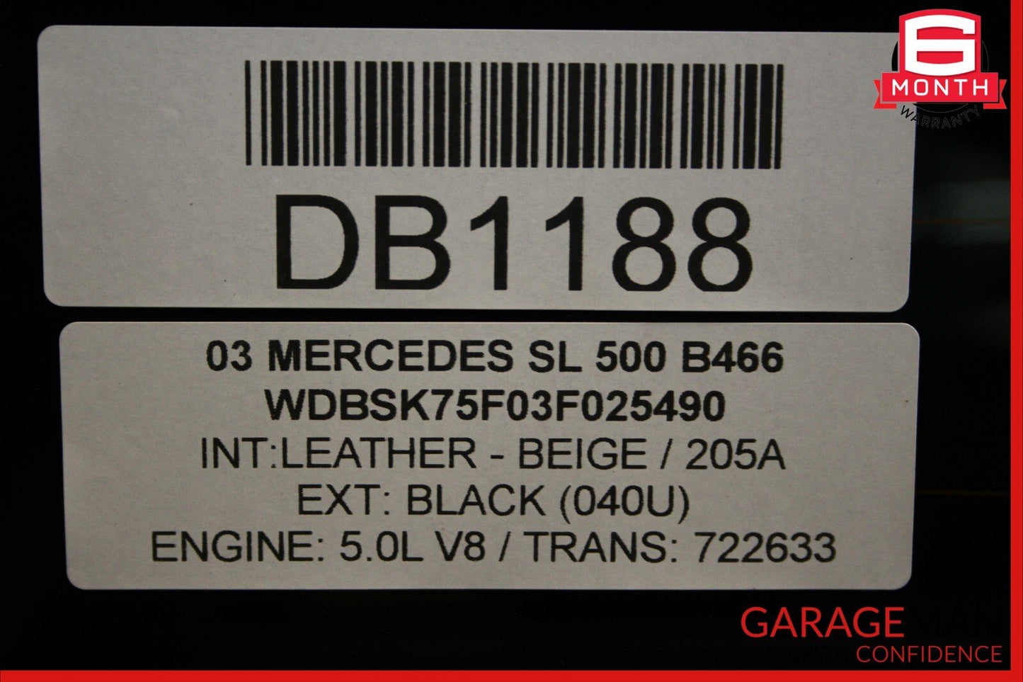 03-11 Mercedes R230 SL500 Rear Windshield Back Window Auto Glass Panel Clear