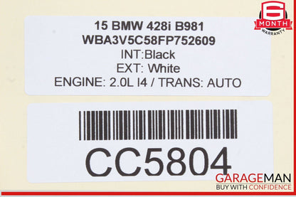 14-20 BMW 428i 430i Convertible Rear Right Passenger Side Door Panel Card OEM