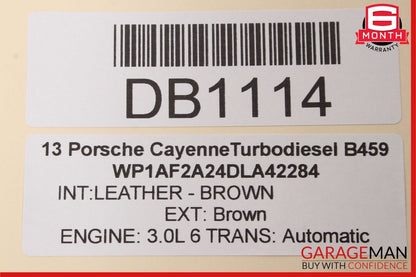 11-17 Porsche Cayenne 958 Rear Right Side Complete Seat Cushion Assembly Brown
