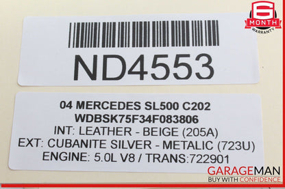 07-12 Mercedes R230 SL500 SL55 AMG Interior Rear View Mirror Beige OEM