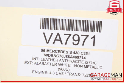 00-06 Mercedes W220 S430 Rear Left Driver Side Exterior Door Handle White OEM