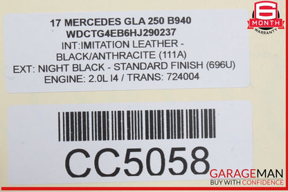 15-20 Mercedes X156 GLA250 Rear Right Side Interior Door Panel OEM