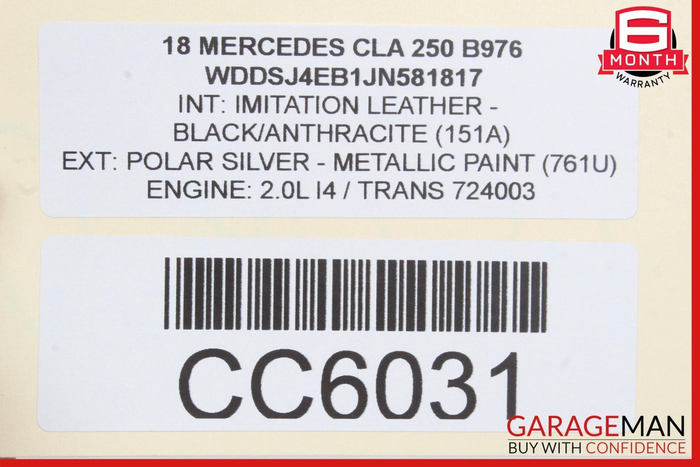 14-20 Mercedes W117 CLA250 Front Right Side Top Upper Seat Cushion Cover OEM