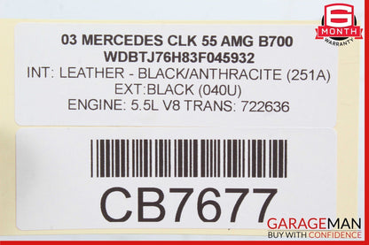 03-14 Mercedes W209 CLK55 AMG SL500 Window Regulator Motor Front Right Side OEM