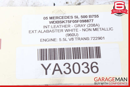 03-06 Mercedes R230 SL500 SL600 Rear Hydraulic Suspension Valve Block Assembly