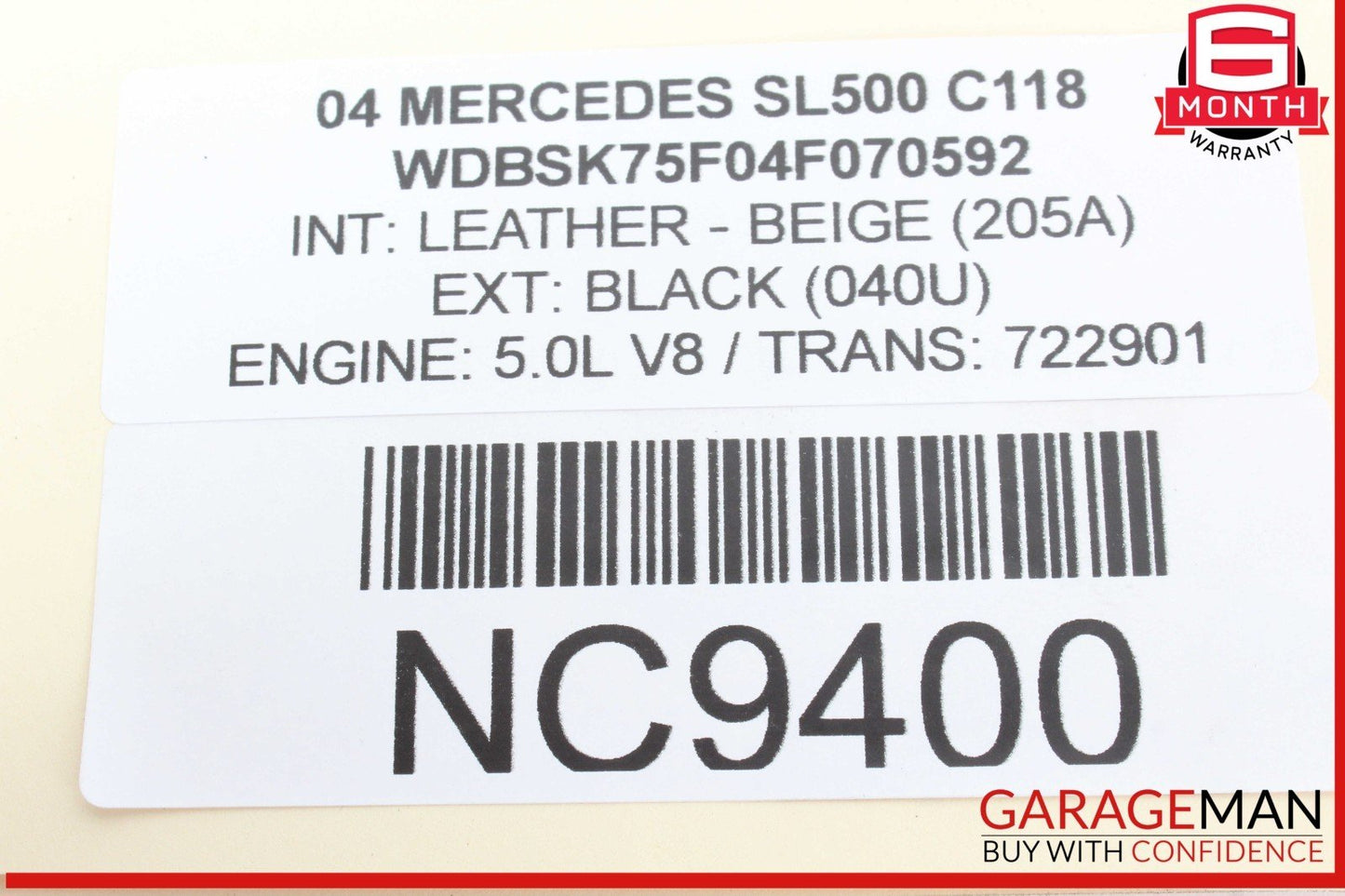 03-12 Mercedes R230 SL500 SL55 AMG Upper Radiator Support Frame 2306201931 OEM