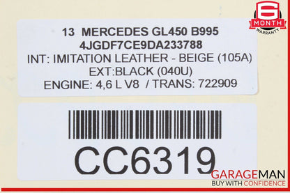13-19 Mercedes X166 GL450 GL350 Rear Bumper Support Mount Bracket Bar OEM