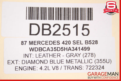 79-91 Mercedes W126 420SEL Front Right Side Wing Fender Panel Diamond Blue OEM