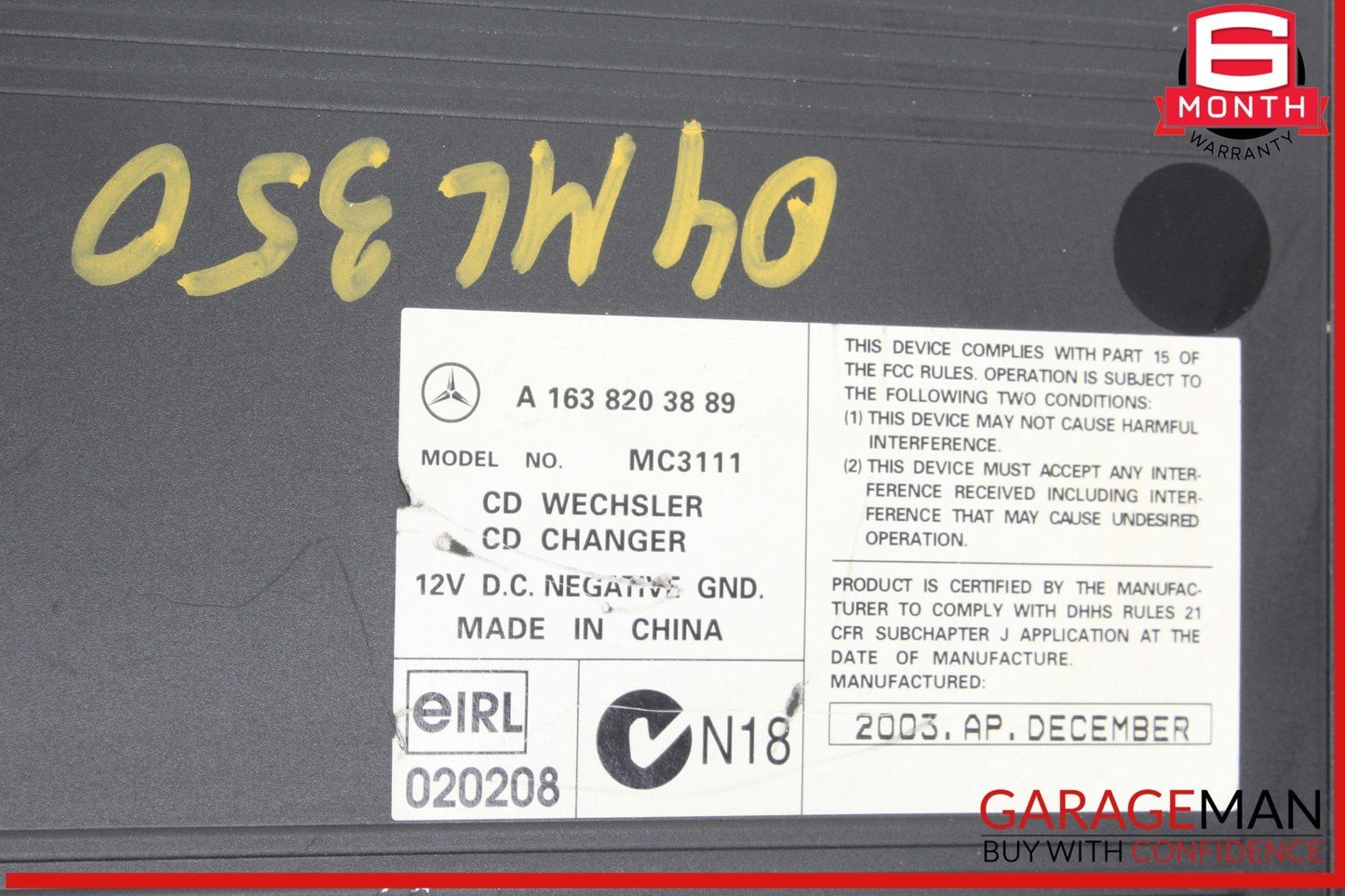 98-05 Mercedes W163 ML350 ML500 6 Disc Disk CD Changer w/ Bracket MC3111 OEM