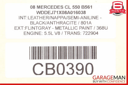 07-10 Mercedes W216 CL550 S550 Overhead Dome Light Sunroof Control Assy Gray OEM