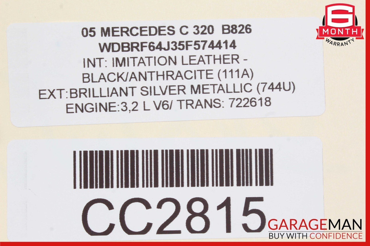 01-07 Mercedes W203 C320 Front Radiator Support Reinforcement Bar Assembly OEM