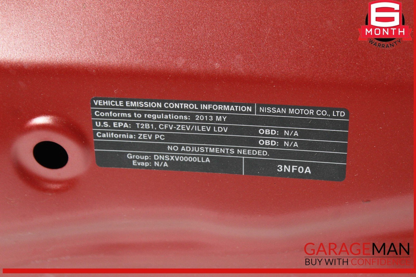 13-17 Nissan Leaf Front Hood Bonnet Panel Assembly Red OEM