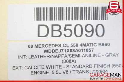 07-10 Mercedes W216 CL550 Front Left Side Interior Door Trim Panel Gray