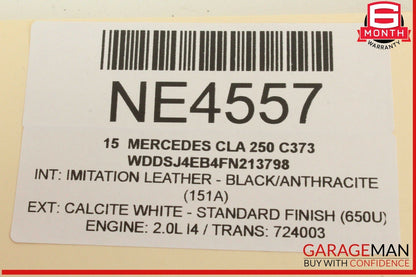 14-19 Mercedes W117 CLA250 Front Interior Top Upper Rear View Mirror Black OEM