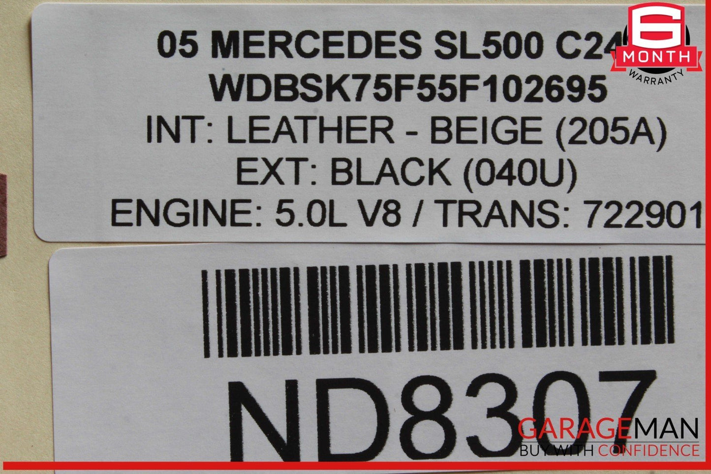 03-08 Mercedes R230 SL500 Front Right Passenger Side Wing Fender Panel Cover OEM