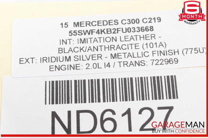 15-20 Mercedes W205 C300 Right Side Keyless Go Exterior Door Handle Silver OEM