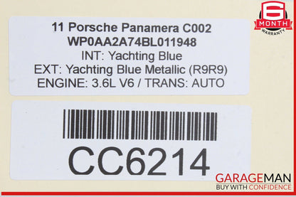10-16 Porsche Panamera 970 Rear Left Driver Side Exterior Door Shell Frame OEM