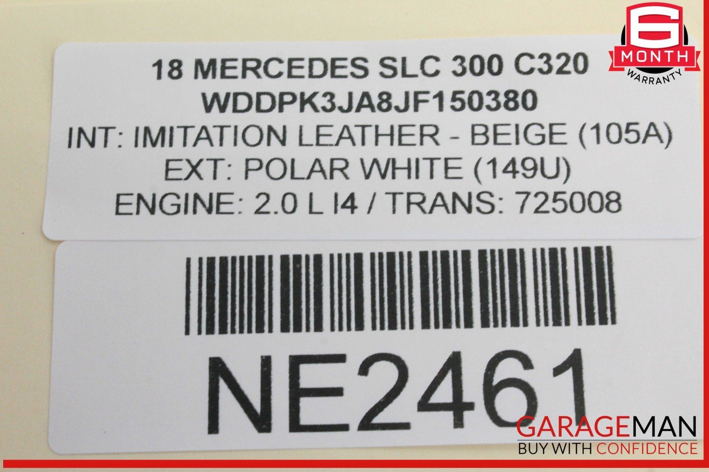 12-20 Mercedes R172 SLC300 SLK250 Right Side Exterior Door Handle White OEM