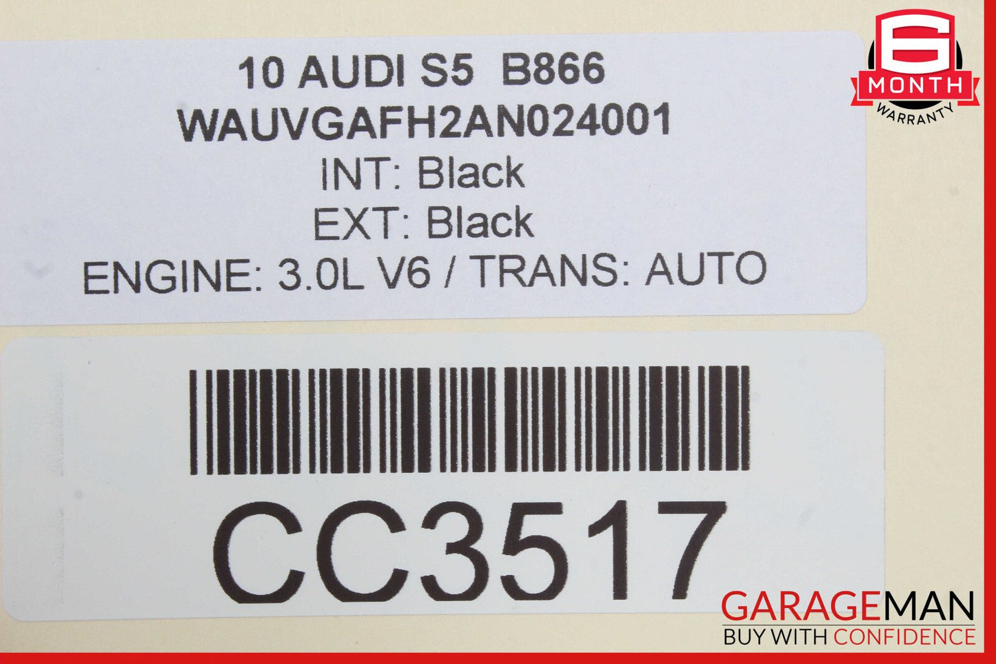 10-17 Audi S5 Convertible Roll Bar Reinforcement Safety OEM