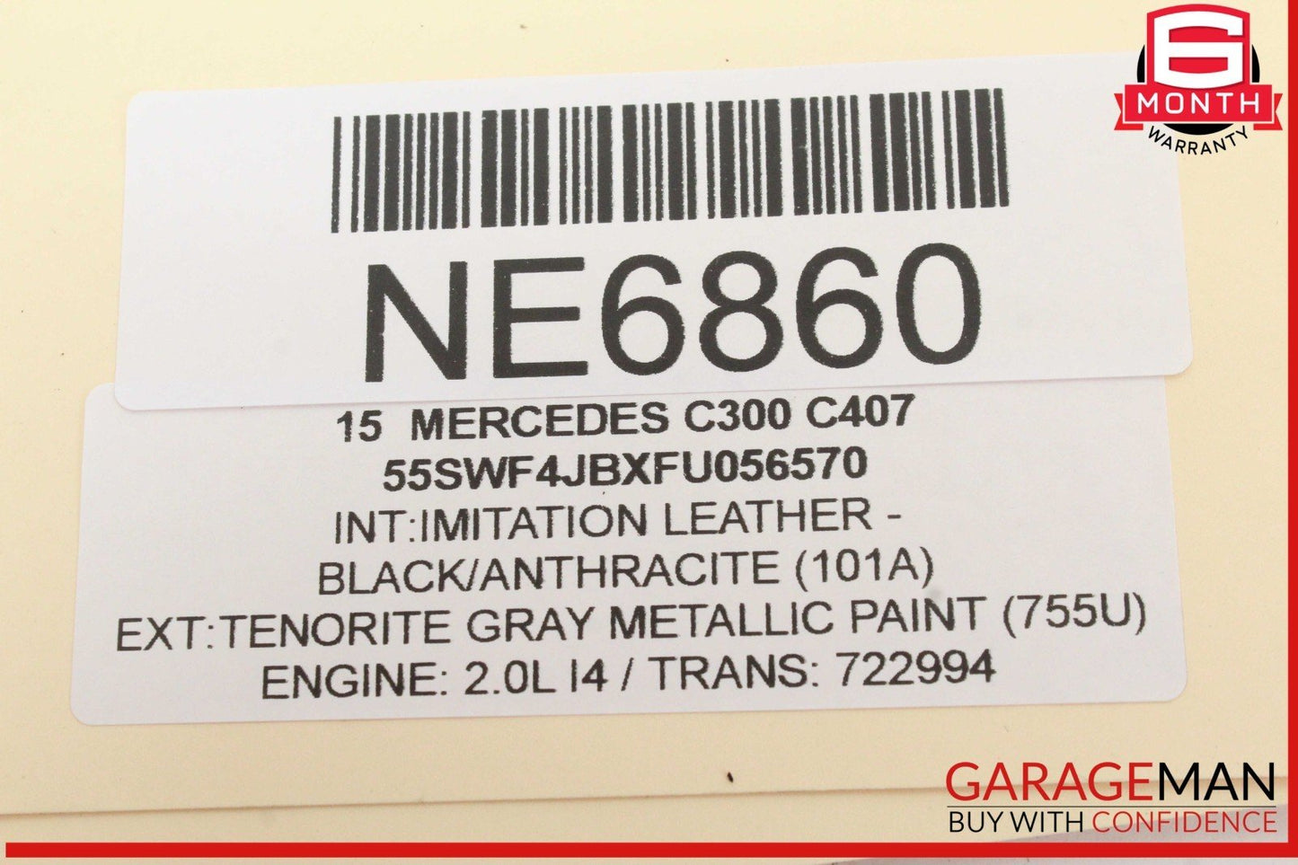 15-20 Mercedes W205 C300 Right Passenger Side Exterior Door Handle Gray OEM