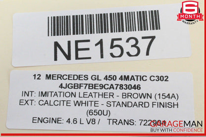 06-12 Mercedes X164 GL450 4MATIC Front Right Side Fog Light Lamp Bumper Grille