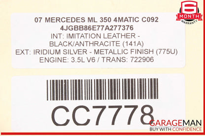 06-12 Mercedes W164 ML350 GL450 GL550 Front Bumper Reinforcement Impact Bar OEM