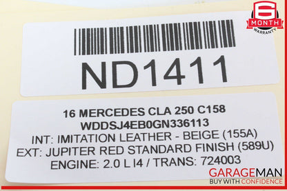 14-19 Mercedes W117 CLA250 Right Passenger Side Exterior Door Handle Keyless Go