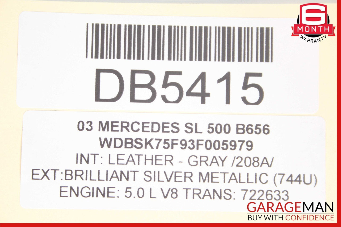 03-11 Mercedes R230 SL500 SL600 SL65 AMG Rear Back Windshield Window Glass Clear