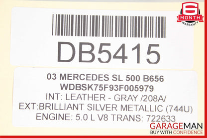 03-11 Mercedes R230 SL500 SL600 SL65 AMG Rear Back Windshield Window Glass Clear