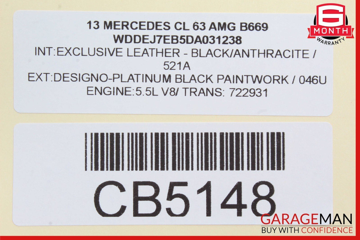 07-14 Mercedes W216 CL63 AMG CL550 Rear Center Console Storage Compartment OEM