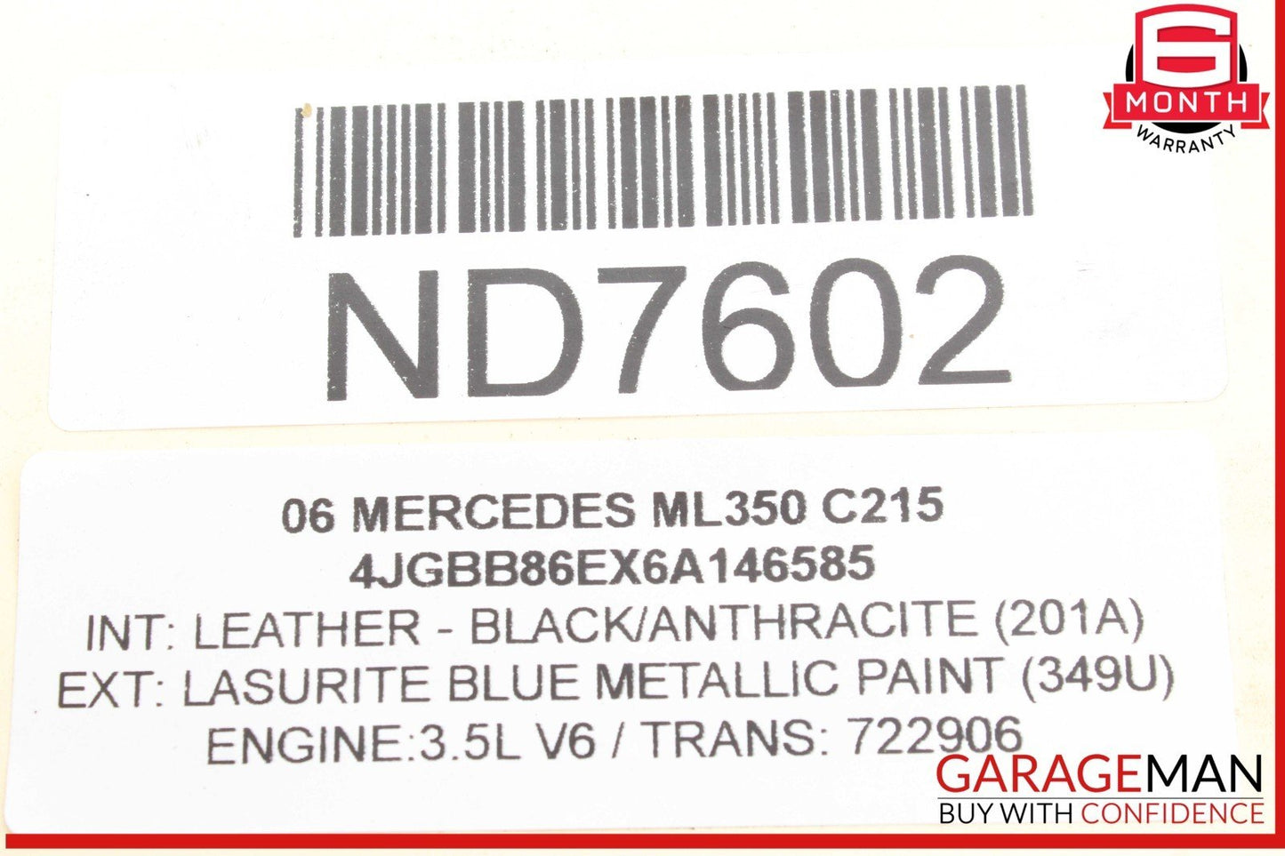05-12 Mercedes W164 ML350 C230 Right Side Engine Camshaft Cam Shaft Exhaust OEM