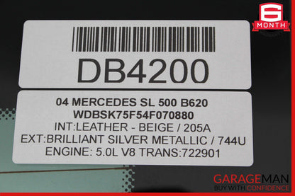 03-12 Mercedes R230 SL500 SL550 Rear Back Window Windshield Glass Assembly