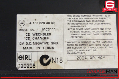 98-05 Mercedes W163 ML350 ML500 6 Disc Disk CD Changer 1638203889 OEM