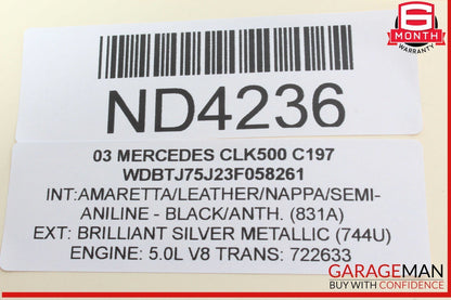 03-09 Mercedes W209 CLK500 Front Left Side Door Rear View Mirror / NO GLASS