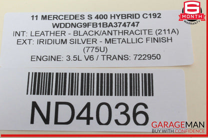 07-13 Mercedes W221 S550 S400 Rear Center Console AC A/C Air Vent Trim OEM