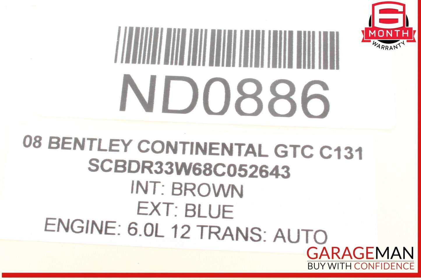 07-11 Bentley Continental GTC Rear Left Air Ride Air Shock Strut 3W7616001A OEM