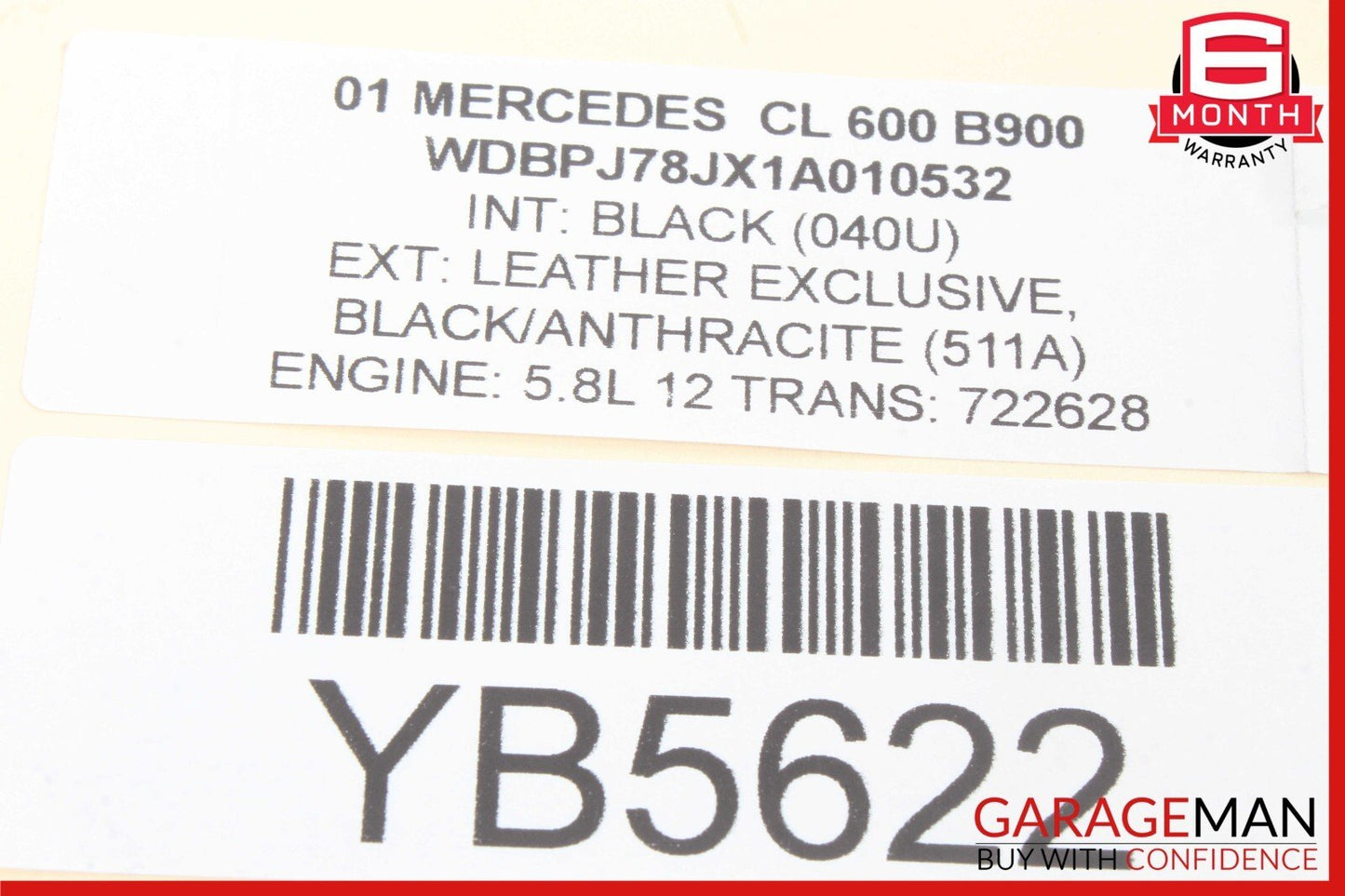 00-06 Mercedes W215 CL600 Front Right / Left Seat Head Rest Headrest Black