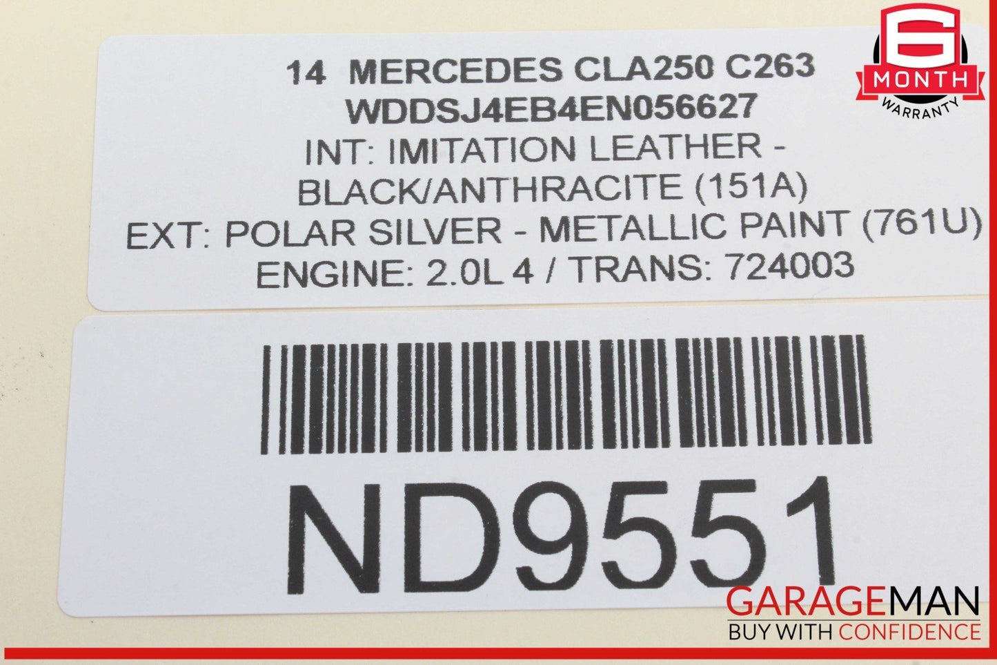 14-18 Mercedes W117 CLA250 Right Passenger Side Exterior Door Handle Assy OEM