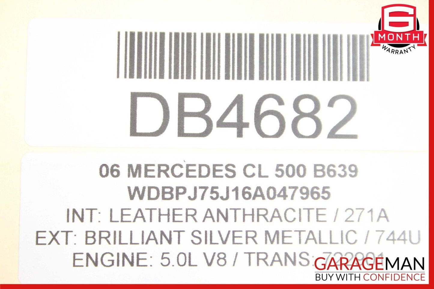 00-06 Mercedes W215 CL600 Front Dashboard Dash Board Panel Trim Cover Assy Black