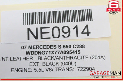 07-09 Mercedes W221 S550 S600 Front Right Side Door Rear View Mirror Black OEM