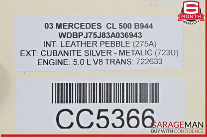 00-06 Mercedes W215 CL500 RWD Power Steering Gear Rack & Pinion Assembly OEM