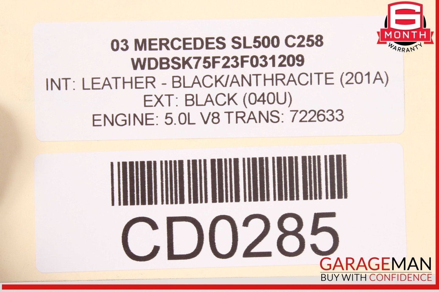 03-08 Mercedes R230 SL500 SL550 Front Bumper Reinforcement Impact Bar OEM