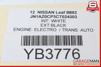 11-12 Nissan Leaf Left Side Under Dash Knee Panel w/ Switches OEM