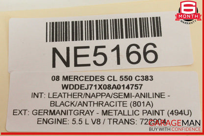 07-14 Mercedes W216 CL550 Front Left Driver Side Window Regulator Motor OEM
