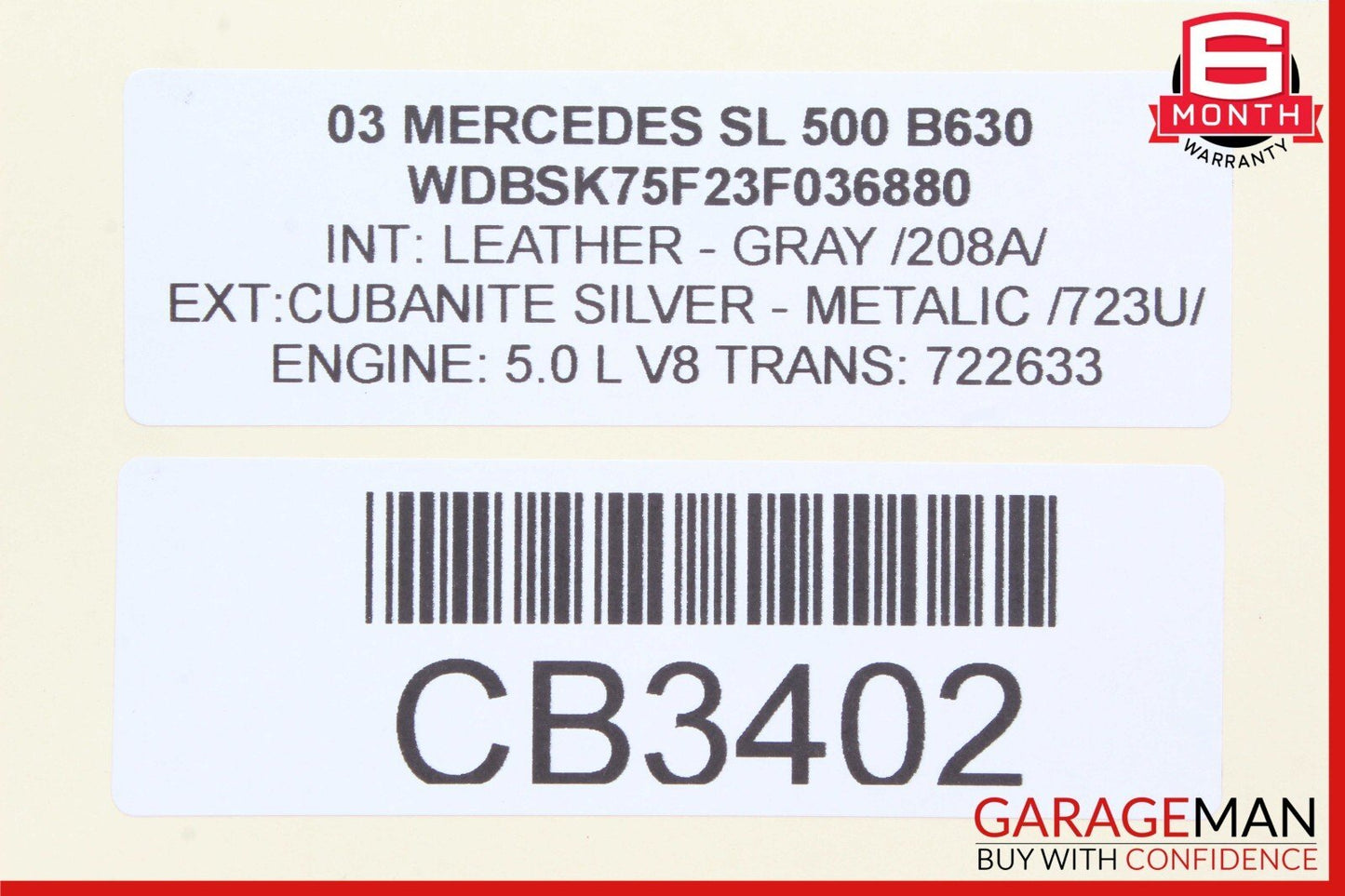 03-14 Mercedes R230 SL500 CLK500 Window Regulator Motor Right Passenger Side