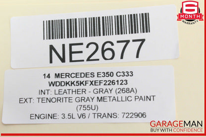 14-16 Mercedes W212 E350 E250 Right Passenger Side Exterior Door Handle Gray OEM