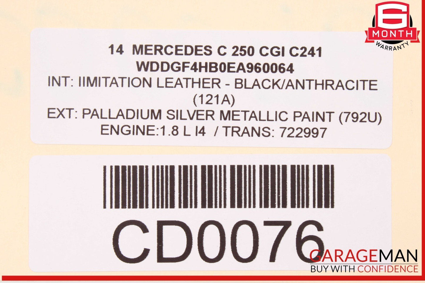 08-14 Mercedes W204 C250 C350 Front Bumper Reinforcement Impact Crash Bar OEM