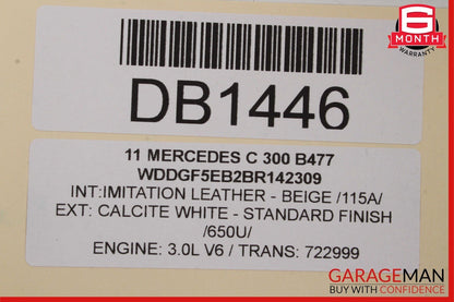 08-14 Mercedes W204 C250 C300 Front Left Side Top Upper Seat Cushion Beige OEM