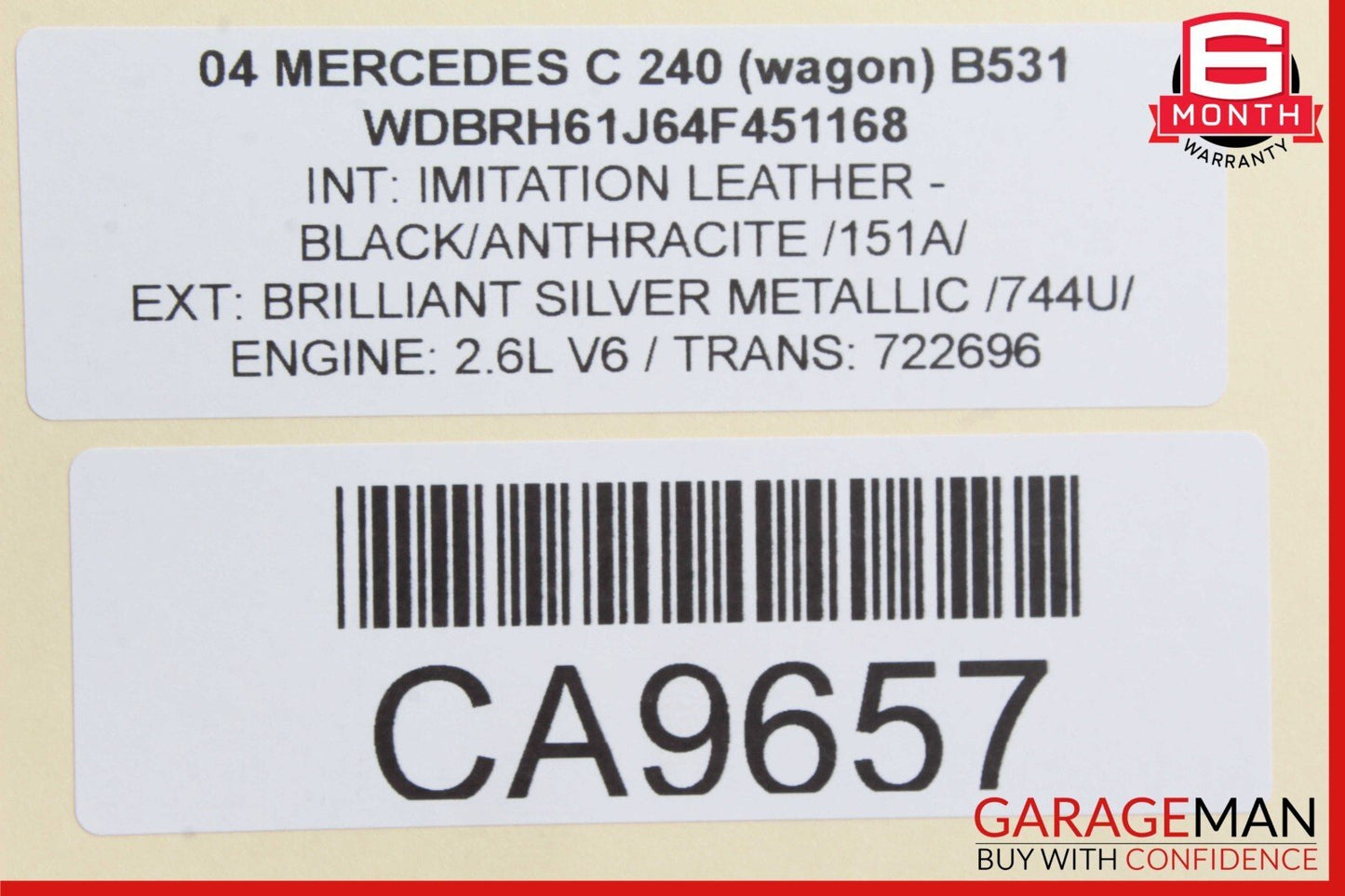 01-07 Mercedes W203 C240 C320 Front Left Side Headlight Support Bracket OEM